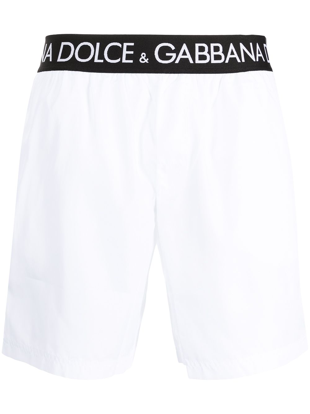 Dolce & Gabbana Badeshorts mit Logo-Bund - Weiß von Dolce & Gabbana