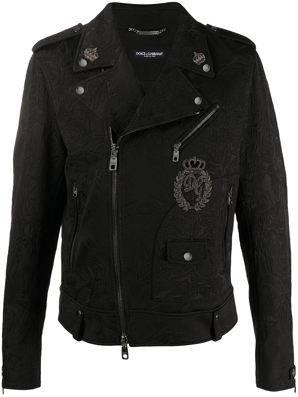 Dolce & Gabbana Bikerjacke mit Brokatmuster - Schwarz von Dolce & Gabbana