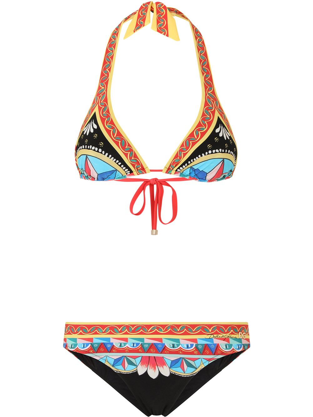 Dolce & Gabbana Triangel-Bikini mit Carretto-Print - Schwarz von Dolce & Gabbana