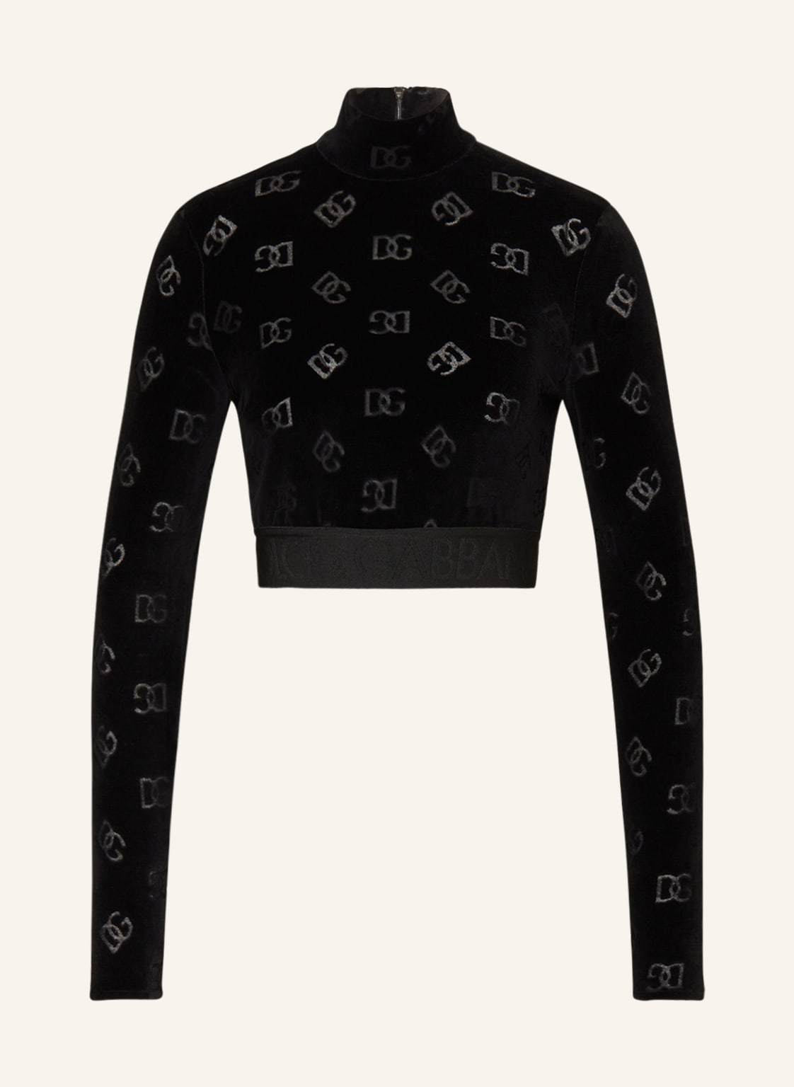 Dolce & Gabbana Cropped-Longsleeve Aus Samt schwarz von Dolce & Gabbana