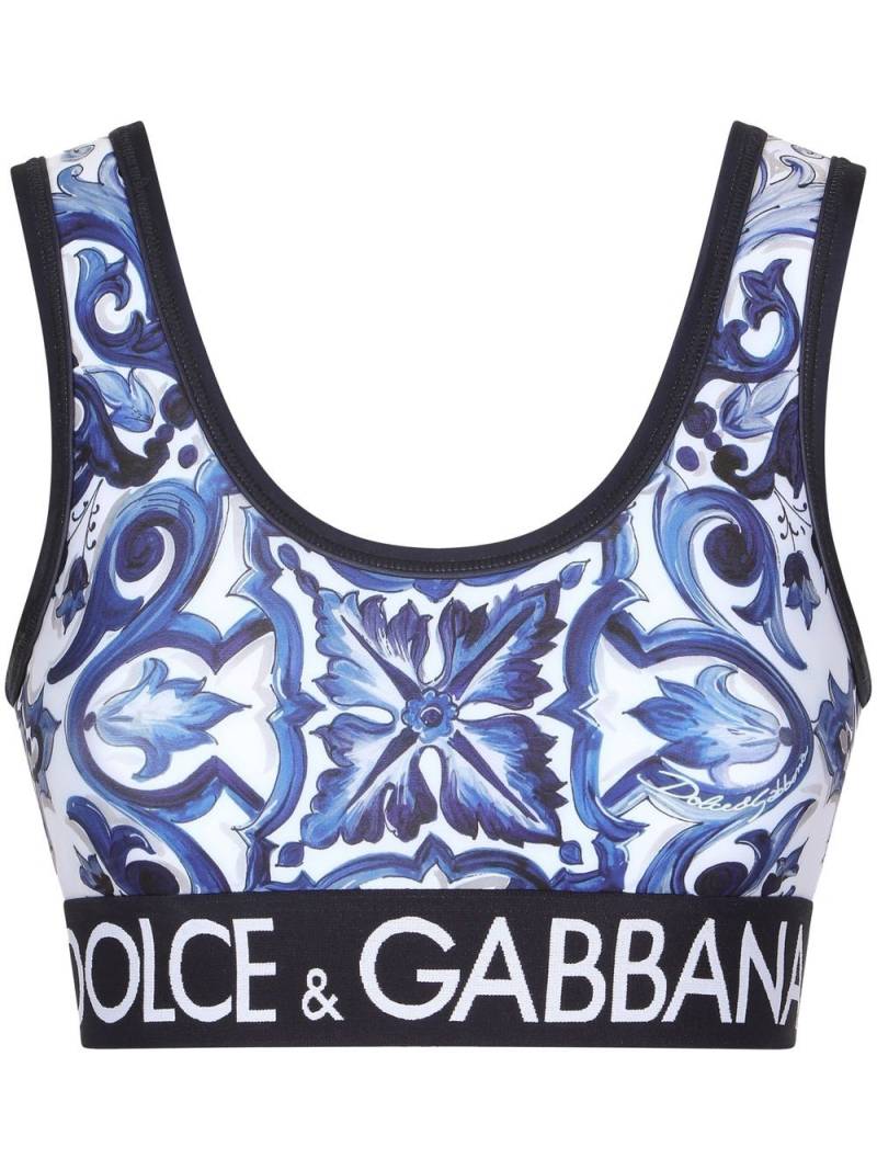 Dolce & Gabbana Cropped-Top mit Majolica-Print - Blau von Dolce & Gabbana