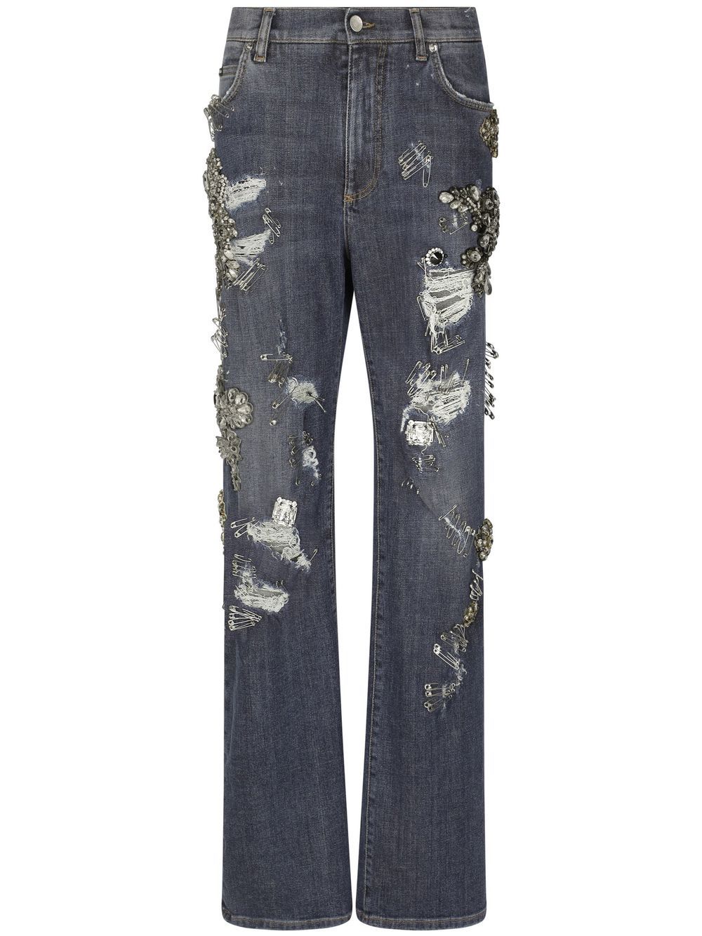 Dolce & Gabbana Gerade Jeans im Distressed-Look - Grau von Dolce & Gabbana