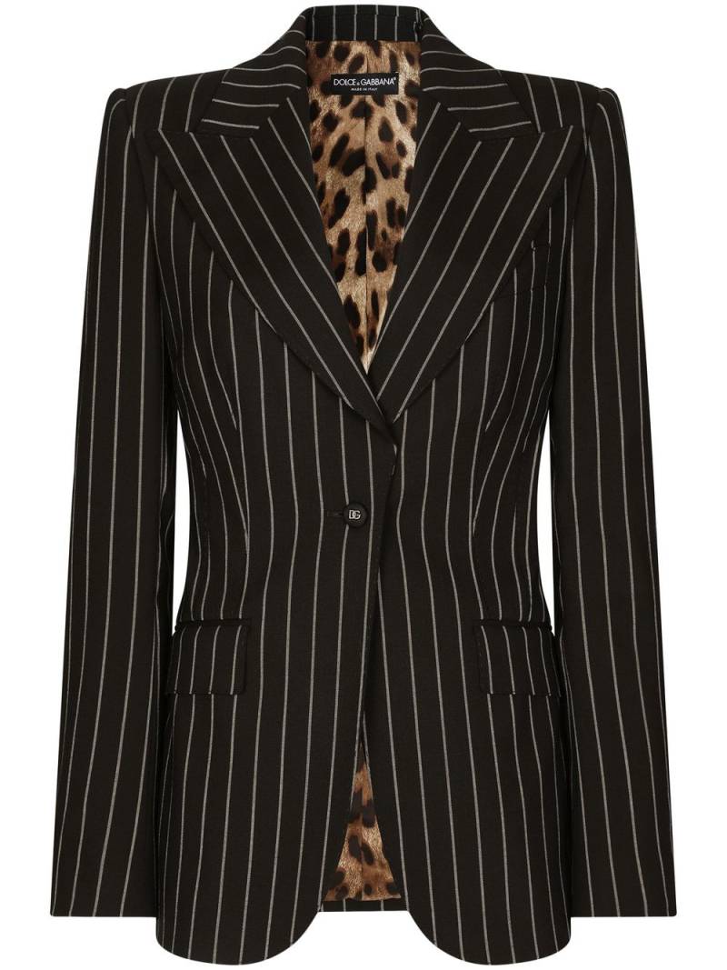 Dolce & Gabbana Einreihiger Turlington Blazer mit Nadelstreifen - Schwarz von Dolce & Gabbana