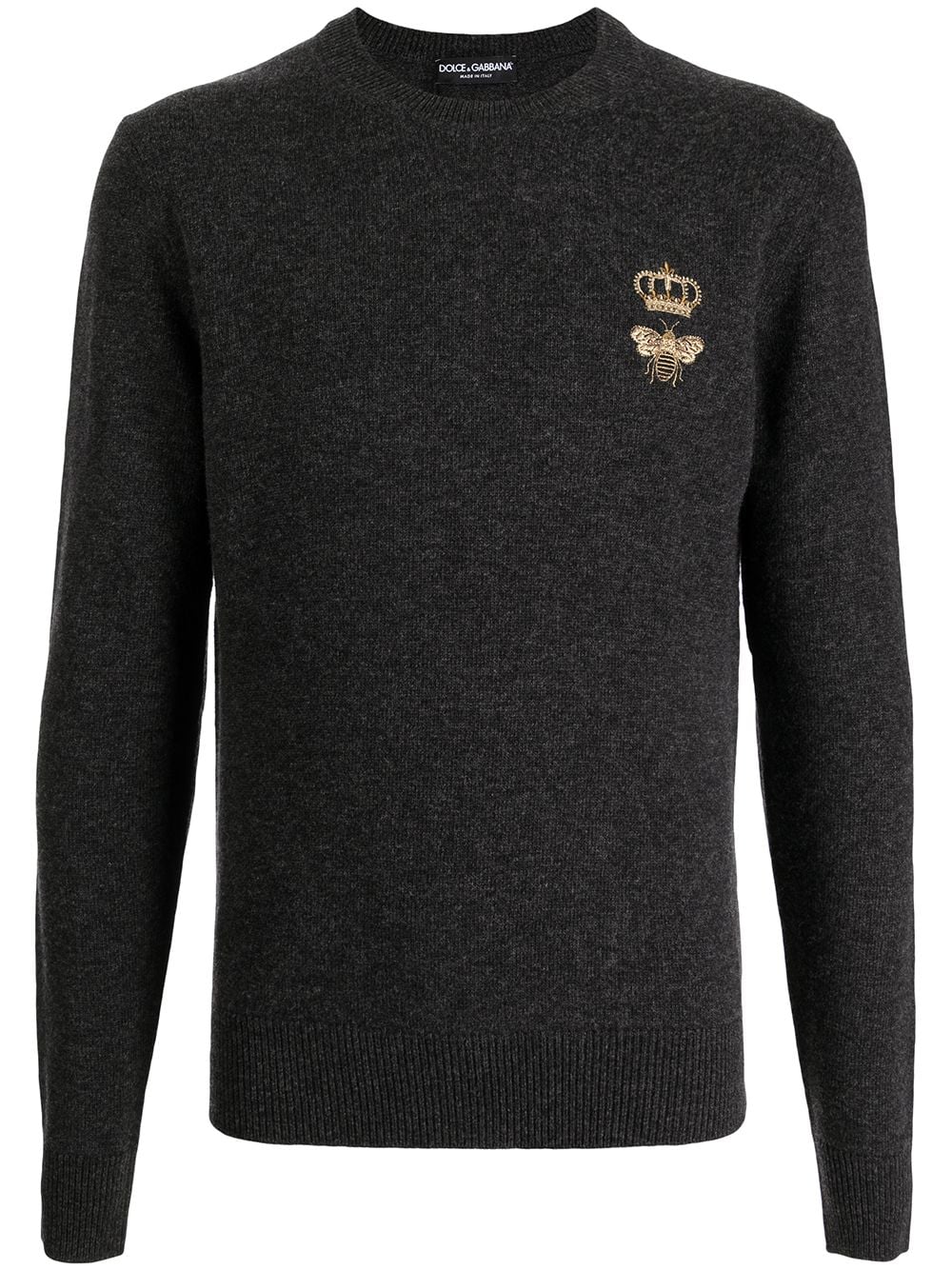 Dolce & Gabbana Fein gestrickter Pullover mit Stickerei - Grau von Dolce & Gabbana