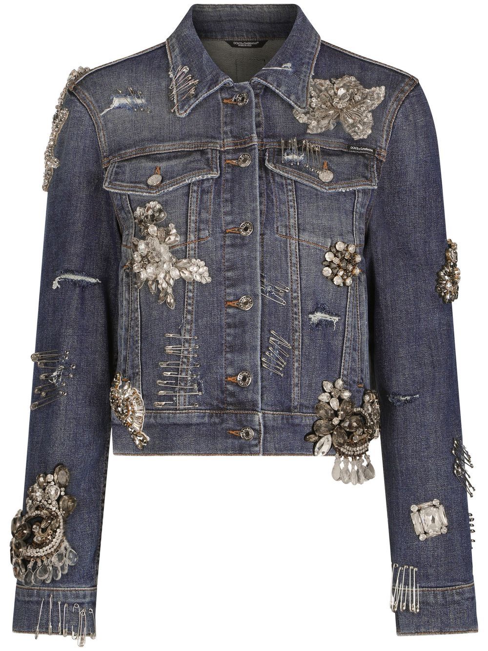 Dolce & Gabbana Jeansjacke mit Strassverzierung - Blau von Dolce & Gabbana