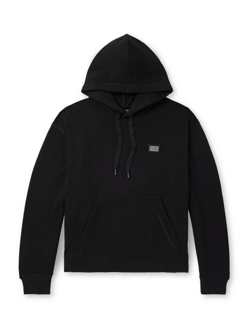 Dolce&Gabbana - Logo-Appliquéd Cotton-Jersey Hoodie - Men - Black - IT 56 von Dolce&Gabbana
