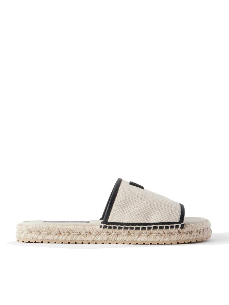 Dolce&Gabbana - Logo-Embroidered Canvas and Leather Espadrille Slides - Men - Neutrals - EU 41 von Dolce&Gabbana