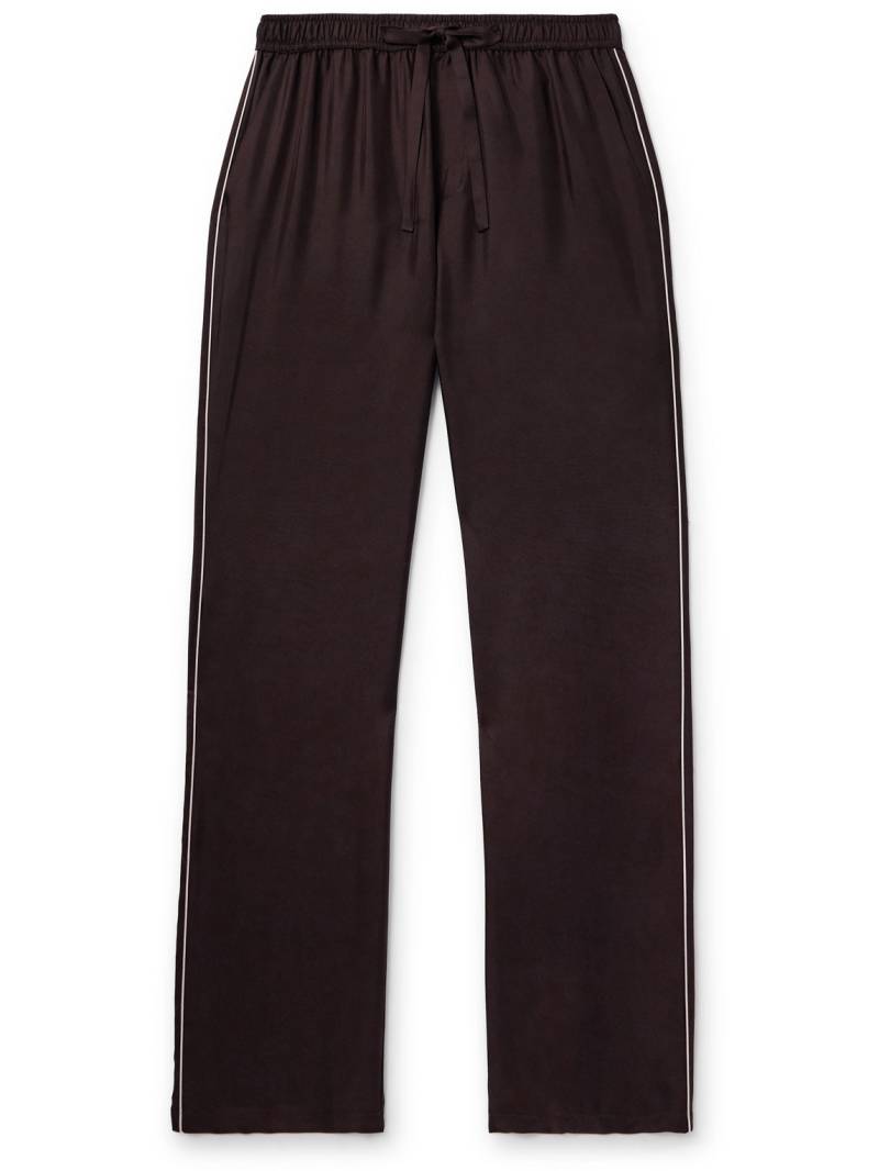 Dolce&Gabbana - Logo-Embroidered Silk-Twill Pyjama Bottoms - Men - Brown - IT 46 von Dolce&Gabbana