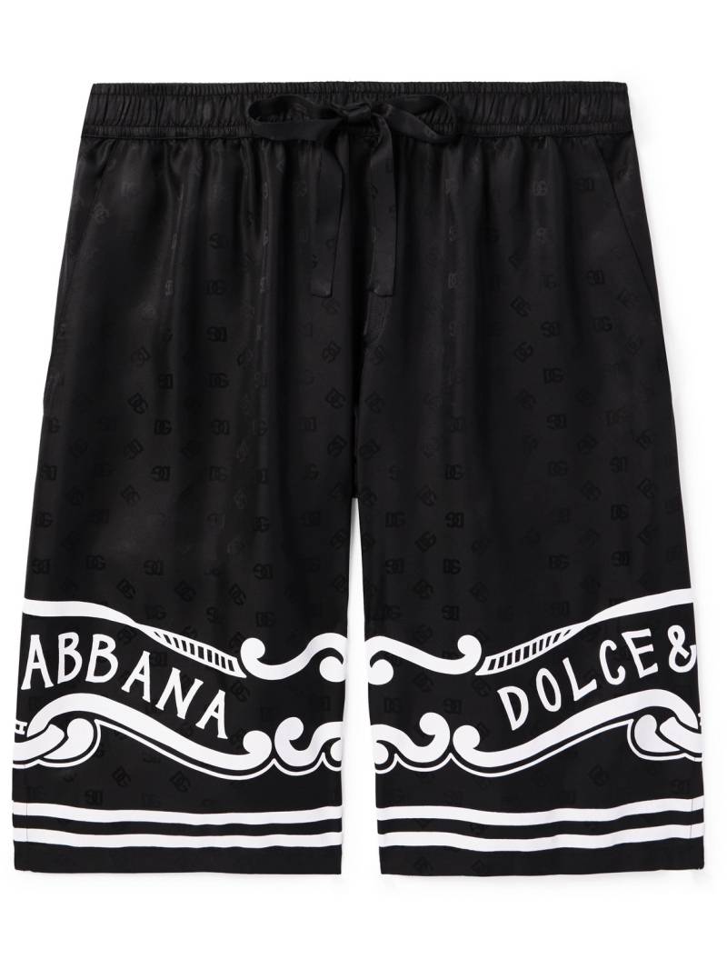Dolce&Gabbana - Logo-Print Silk-Twill Jacquard Drawstring Bermuda Shorts - Men - Black - IT 52 von Dolce&Gabbana