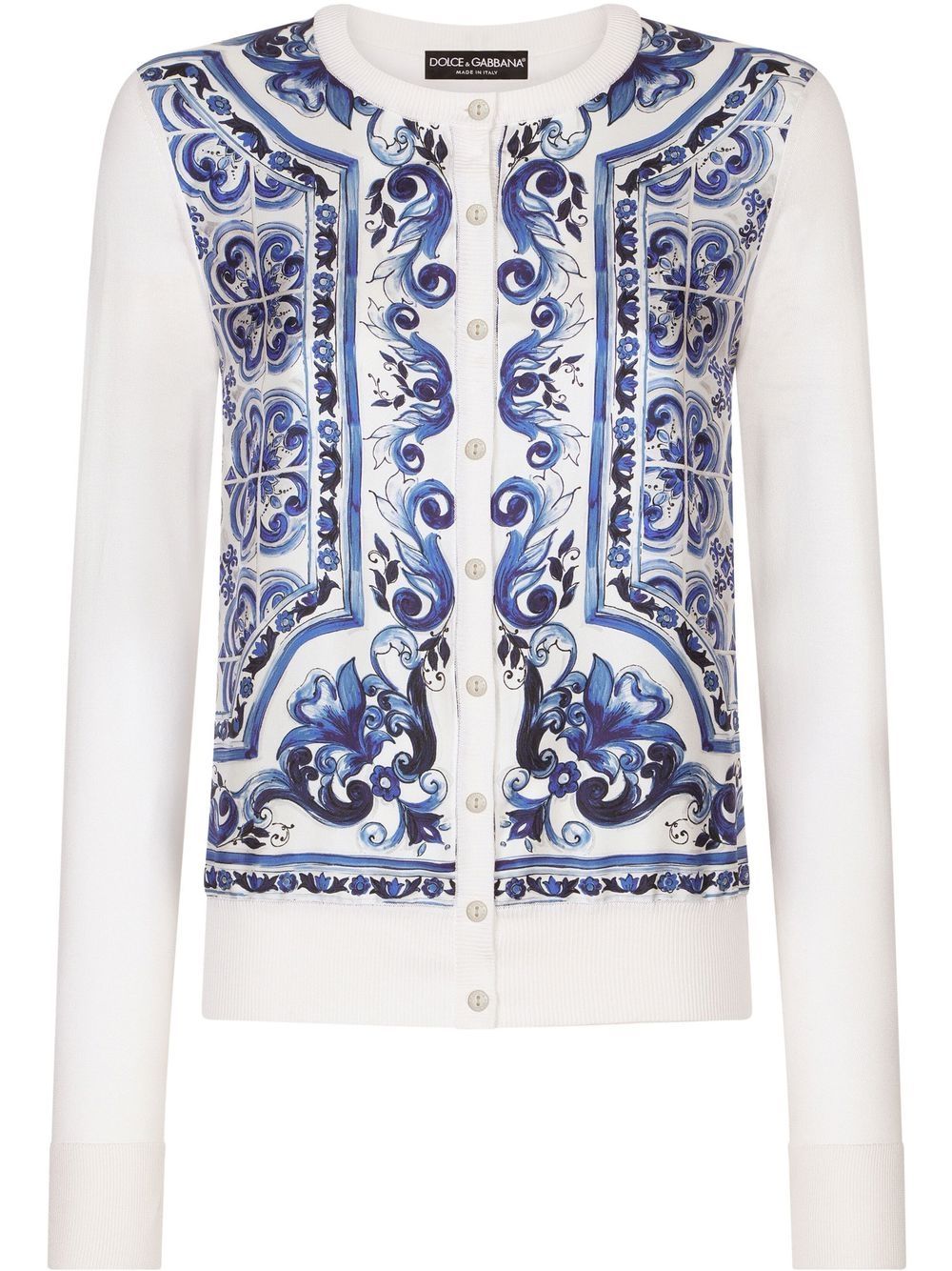 Dolce & Gabbana Cardigan mit Majolica-Print - Weiß von Dolce & Gabbana