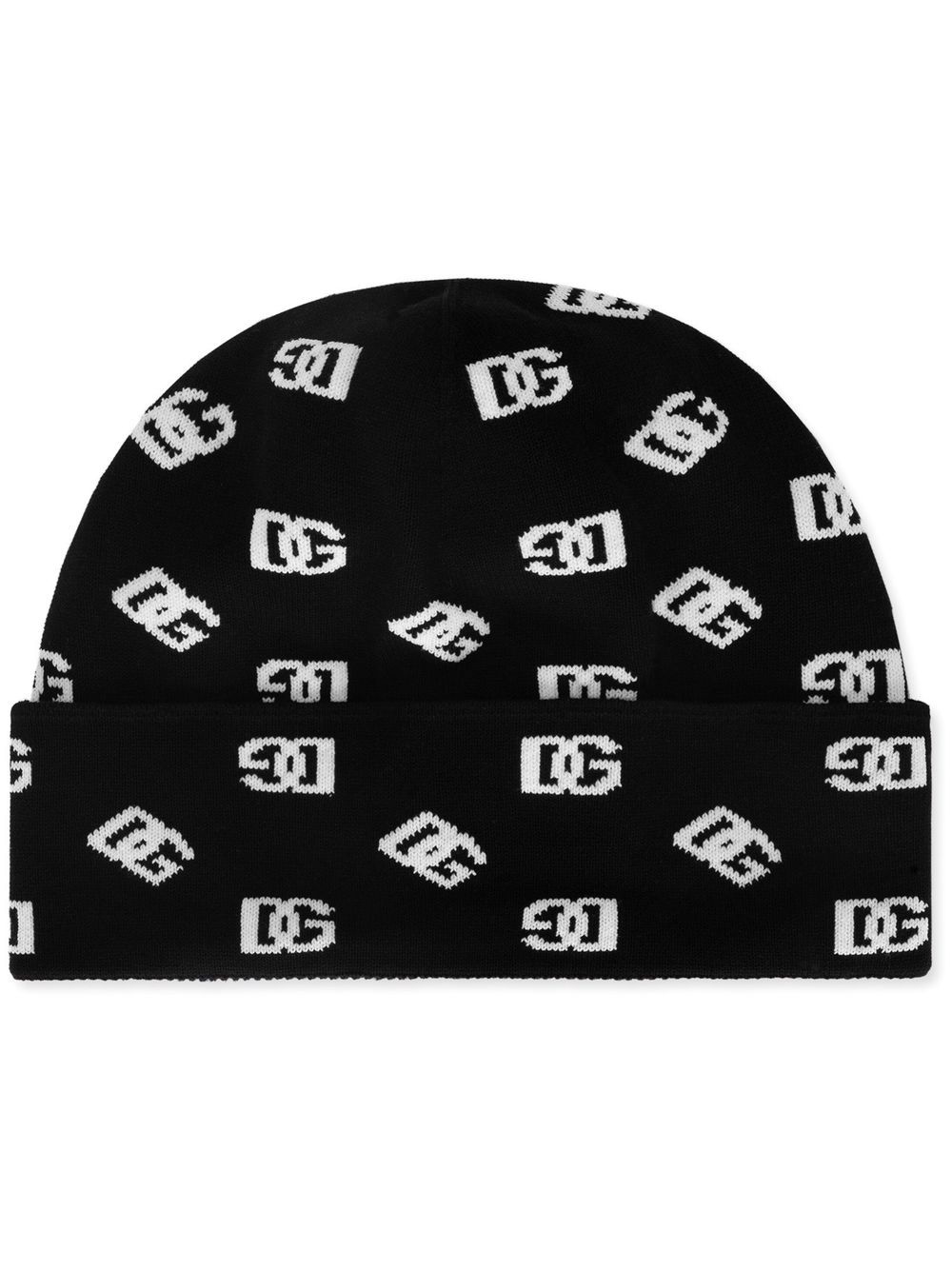 Dolce & Gabbana Gestrickte DG Monogram Jacquard-Beanie - Schwarz von Dolce & Gabbana