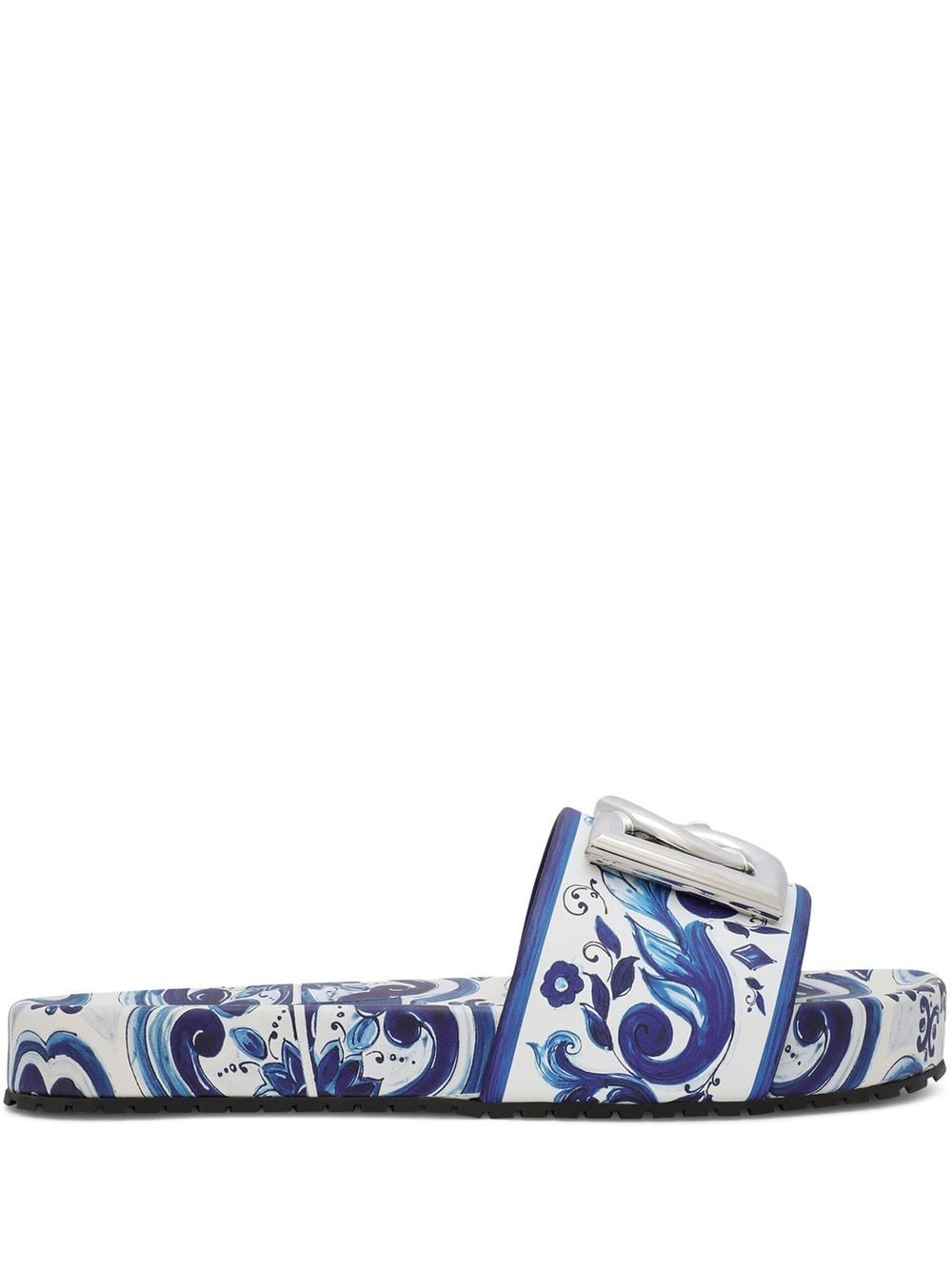 Dolce & Gabbana Pantoletten mit Majolica-Print - Blau von Dolce & Gabbana