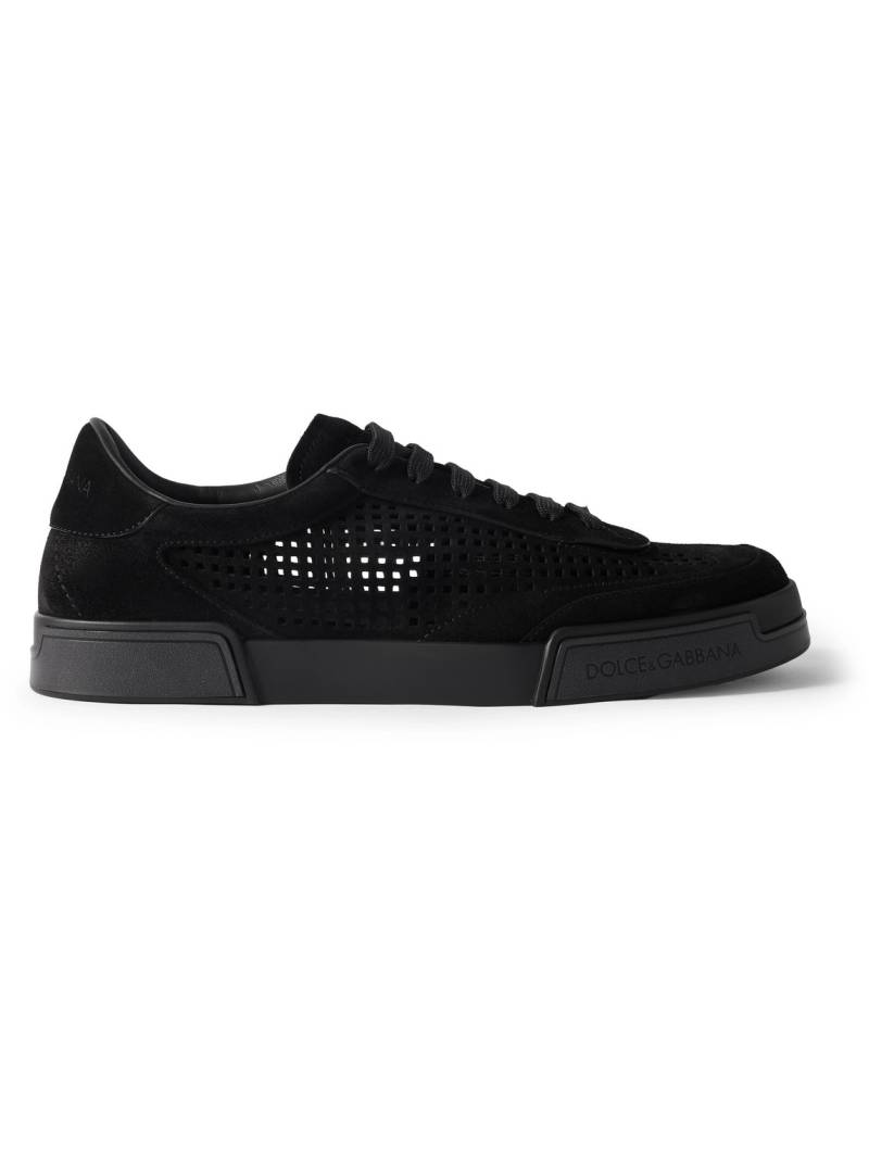 Dolce&Gabbana - Portofino Yacht Perforated Distressed Suede Sneakers - Men - Black - EU 40 von Dolce&Gabbana