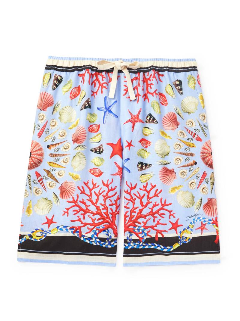 Dolce&Gabbana - Printed Linen Straight-Leg Shorts - Men - Blue - IT 46 von Dolce&Gabbana