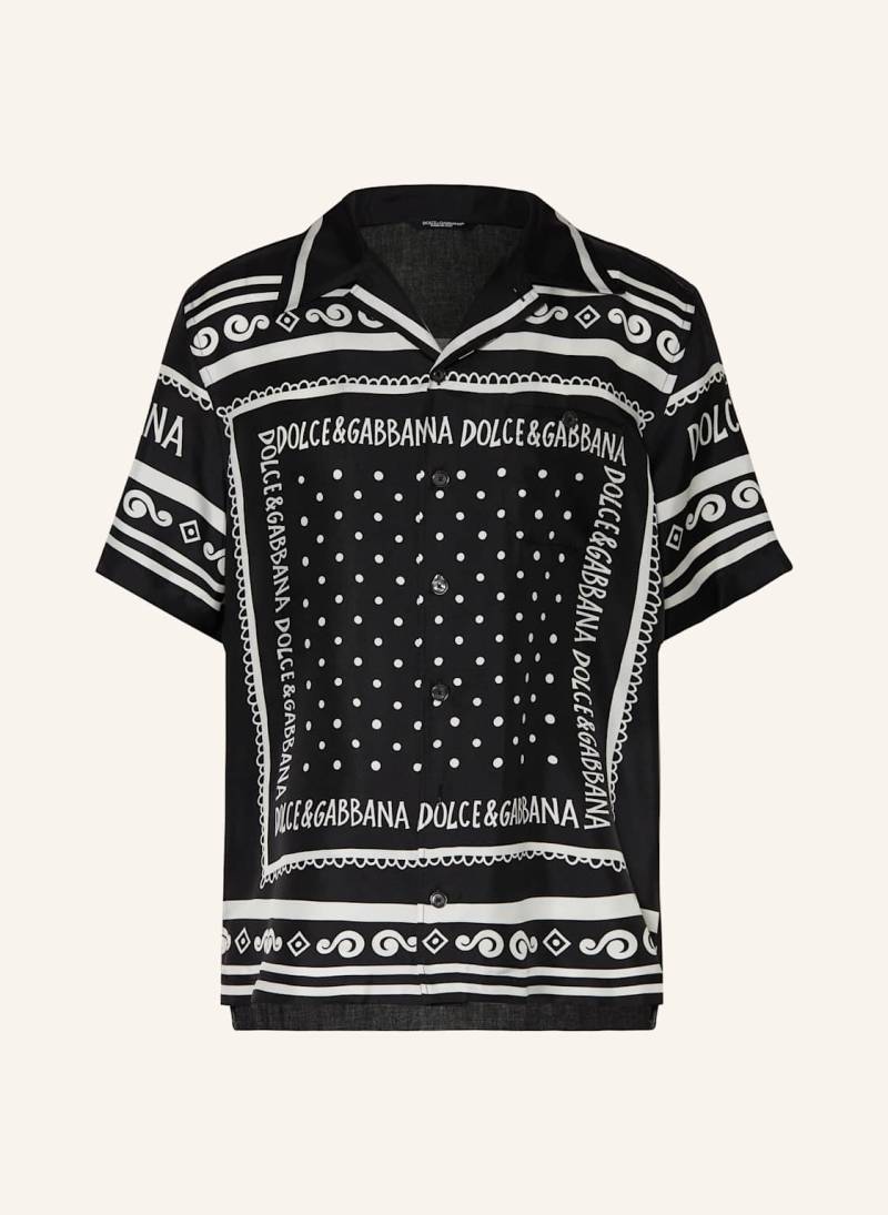 Dolce & Gabbana Resorthemd Regular Fit Im Materialmix Mit Seide schwarz von Dolce & Gabbana