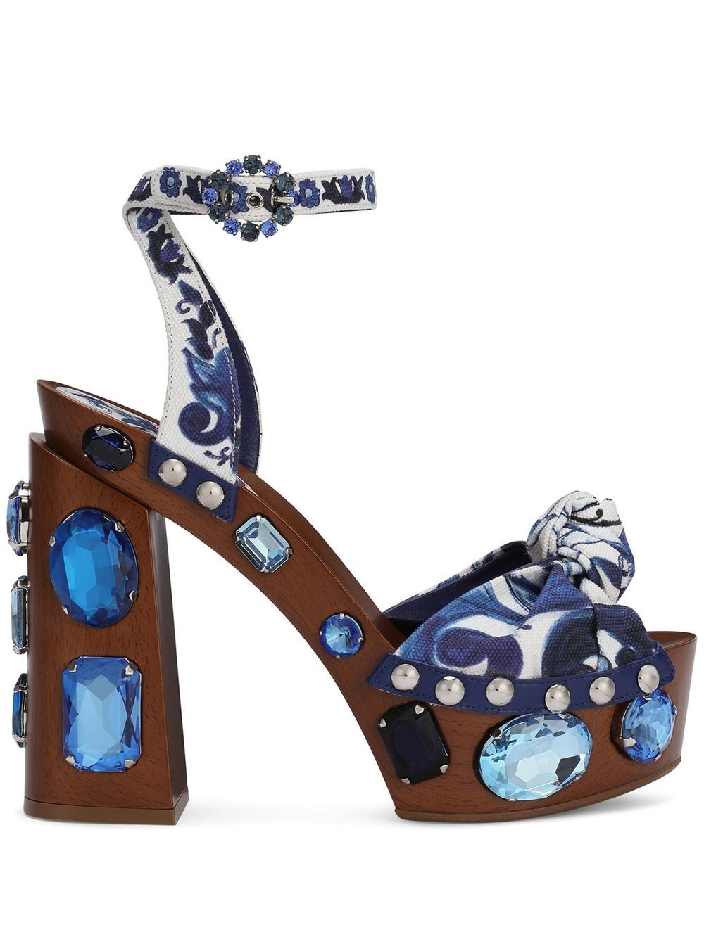 Dolce & Gabbana Verzierte Sandalen mit Majolica-Print 90mm - Blau von Dolce & Gabbana