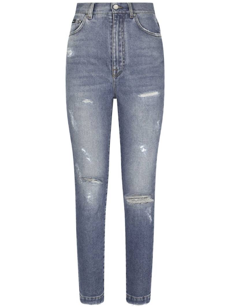 Dolce & Gabbana Schmale Grace Distressed-Jeans - Blau von Dolce & Gabbana