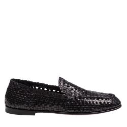 Dolce & Gabbana Schwarze Polierte Ziegenleder Slipper von Dolce & Gabbana