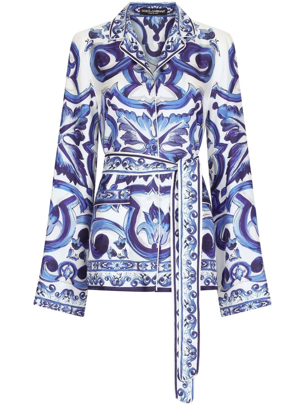 Dolce & Gabbana Pyjama-Oberteil mit Majolica-Print - Blau von Dolce & Gabbana