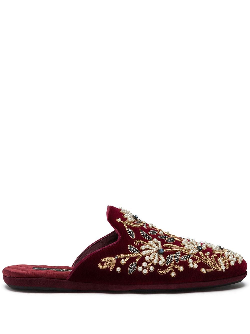 Dolce & Gabbana Slipper mit Perlenstickerei - Rot von Dolce & Gabbana