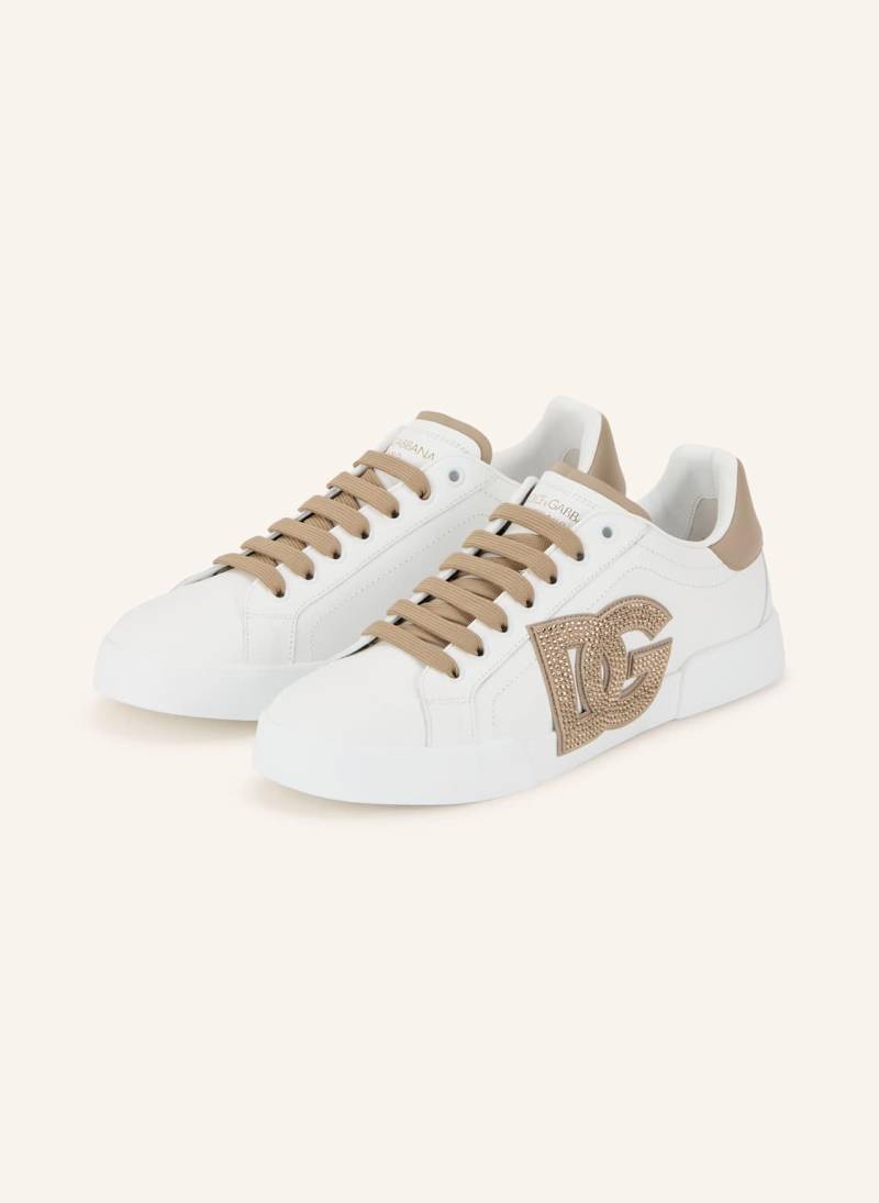 Dolce & Gabbana Sneaker Portofino Light Strobel Mit Schmucksteinen weiss von Dolce & Gabbana