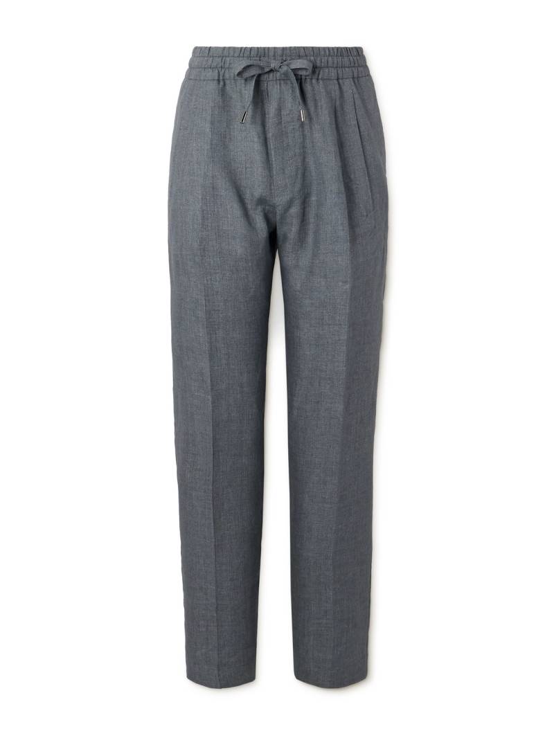 Dolce&Gabbana - Straight-Leg Pleated Linen-Canvas Drawstring Trousers - Men - Gray - IT 48 von Dolce&Gabbana