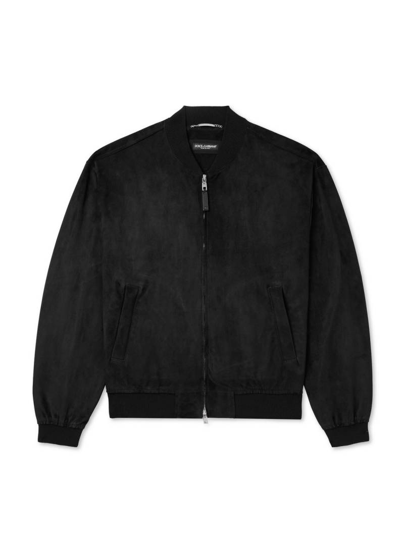 Dolce&Gabbana - Suede Bomber Jacket - Men - Black - IT 46 von Dolce&Gabbana
