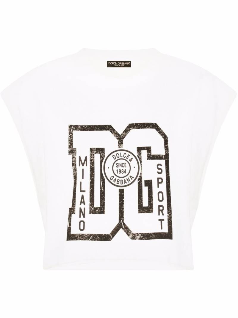 Dolce & Gabbana Cropped-T-Shirt mit Logo-Print - Weiß von Dolce & Gabbana