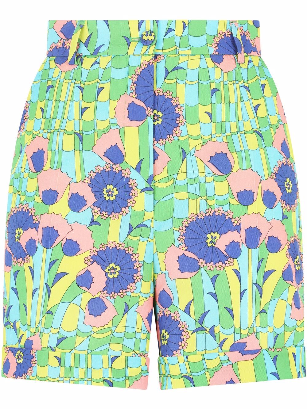 Dolce & Gabbana Taillenshorts mit Blumen-Print - Grün von Dolce & Gabbana