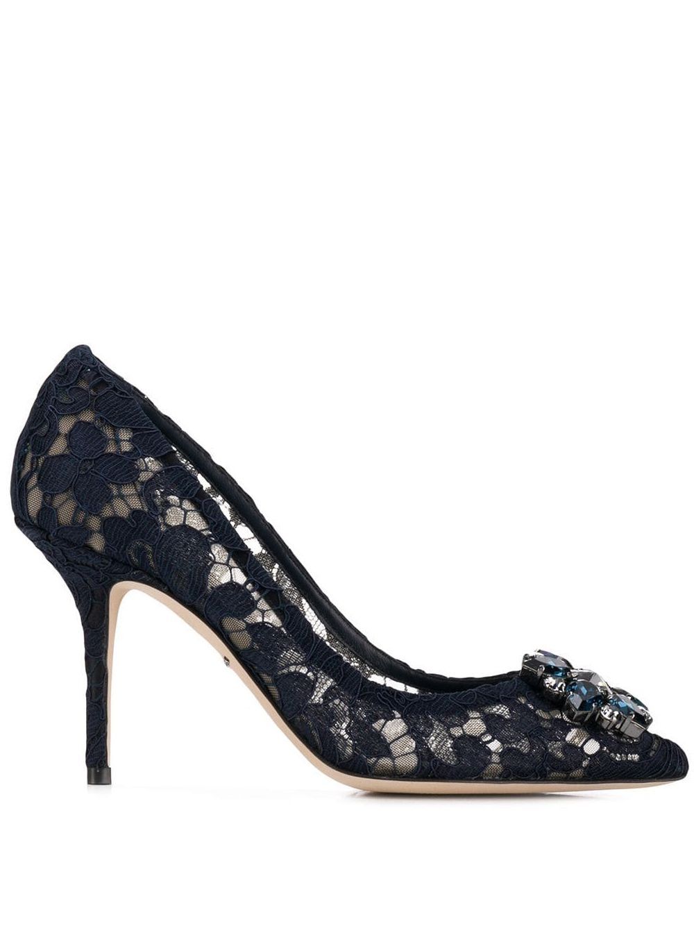 Dolce & Gabbana Verzierte Pumps aus Seidenspitze - Blau von Dolce & Gabbana