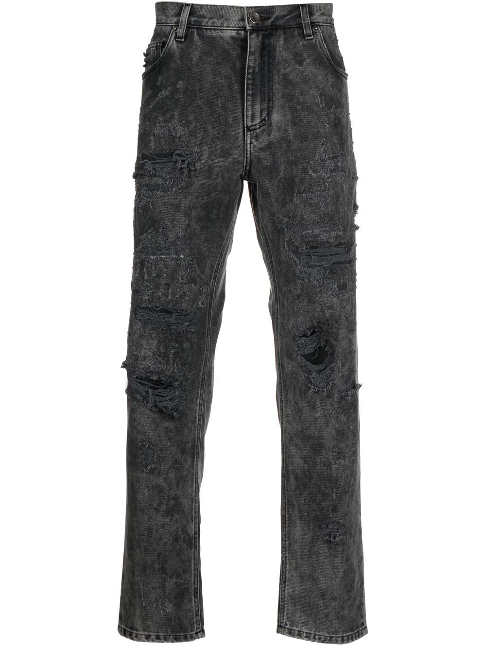 Dolce & Gabbana Straight-Leg-Jeans im Distressed-Look - Grau von Dolce & Gabbana