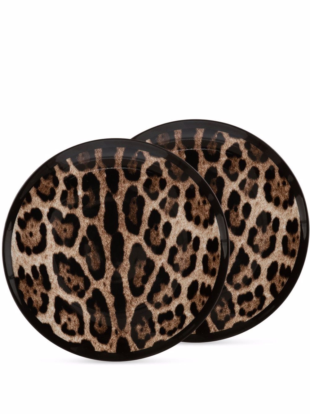Dolce & Gabbana Zwei Teller mit Leoparden-Print - Braun von Dolce & Gabbana