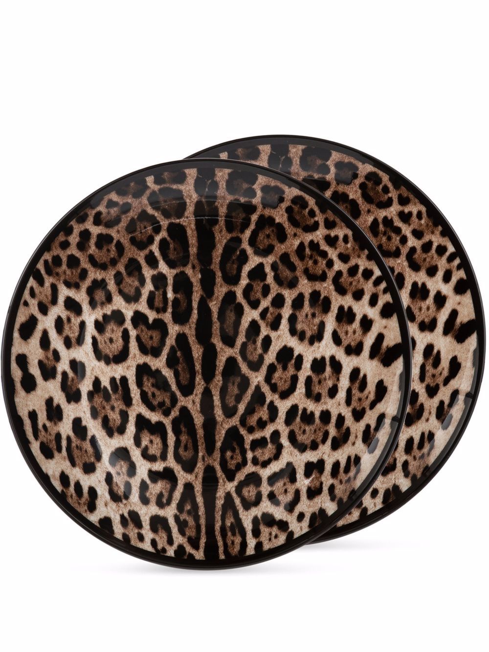 Dolce & Gabbana Zwei Teller mit Leoparden-Print - Braun von Dolce & Gabbana