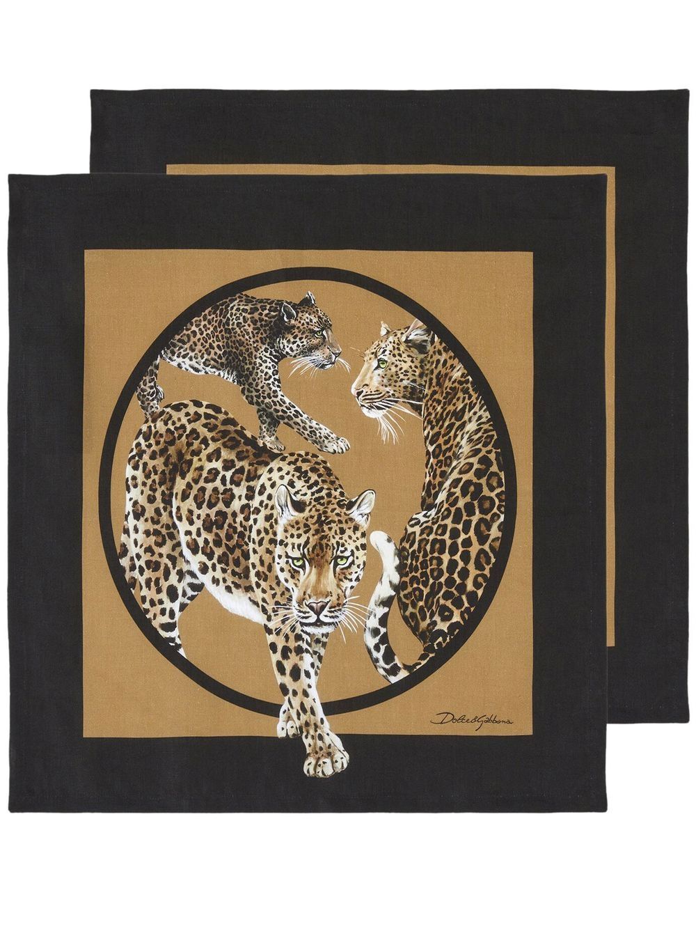 Dolce & Gabbana Servietten-Set mit Leoparden-Print - Braun von Dolce & Gabbana