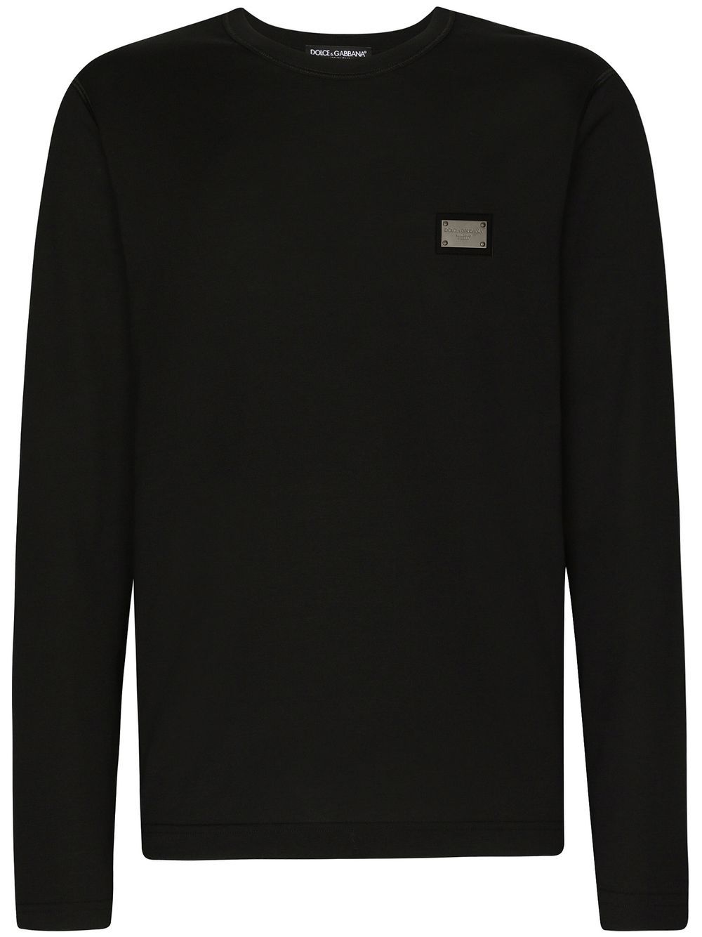 Dolce & Gabbana Langarmshirt mit Logo-Schild - Schwarz von Dolce & Gabbana