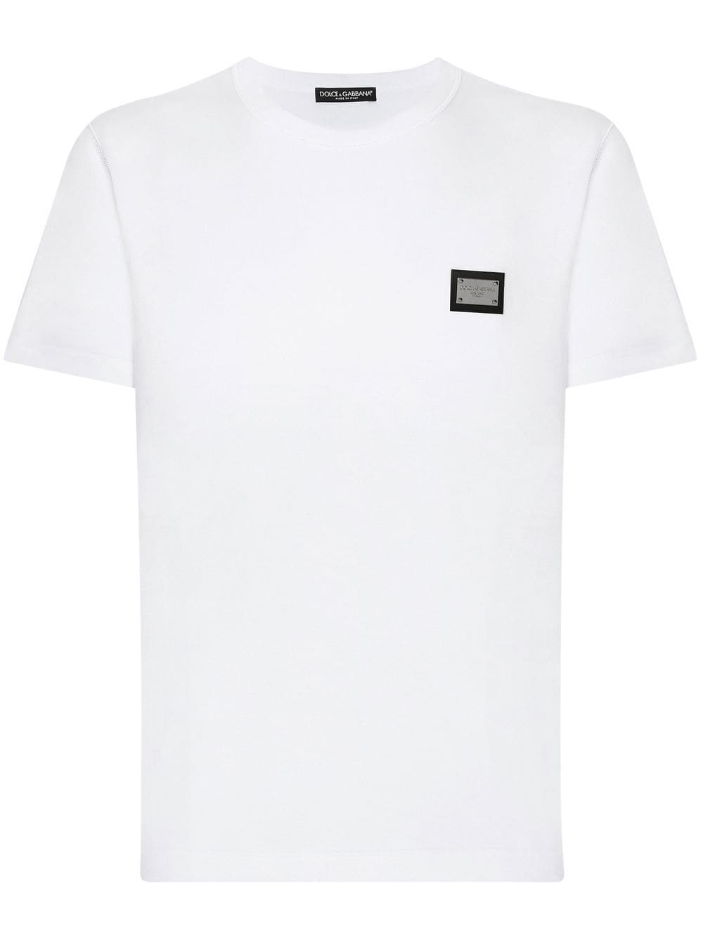 Dolce & Gabbana T-Shirt mit Logo-Schild - Weiß von Dolce & Gabbana