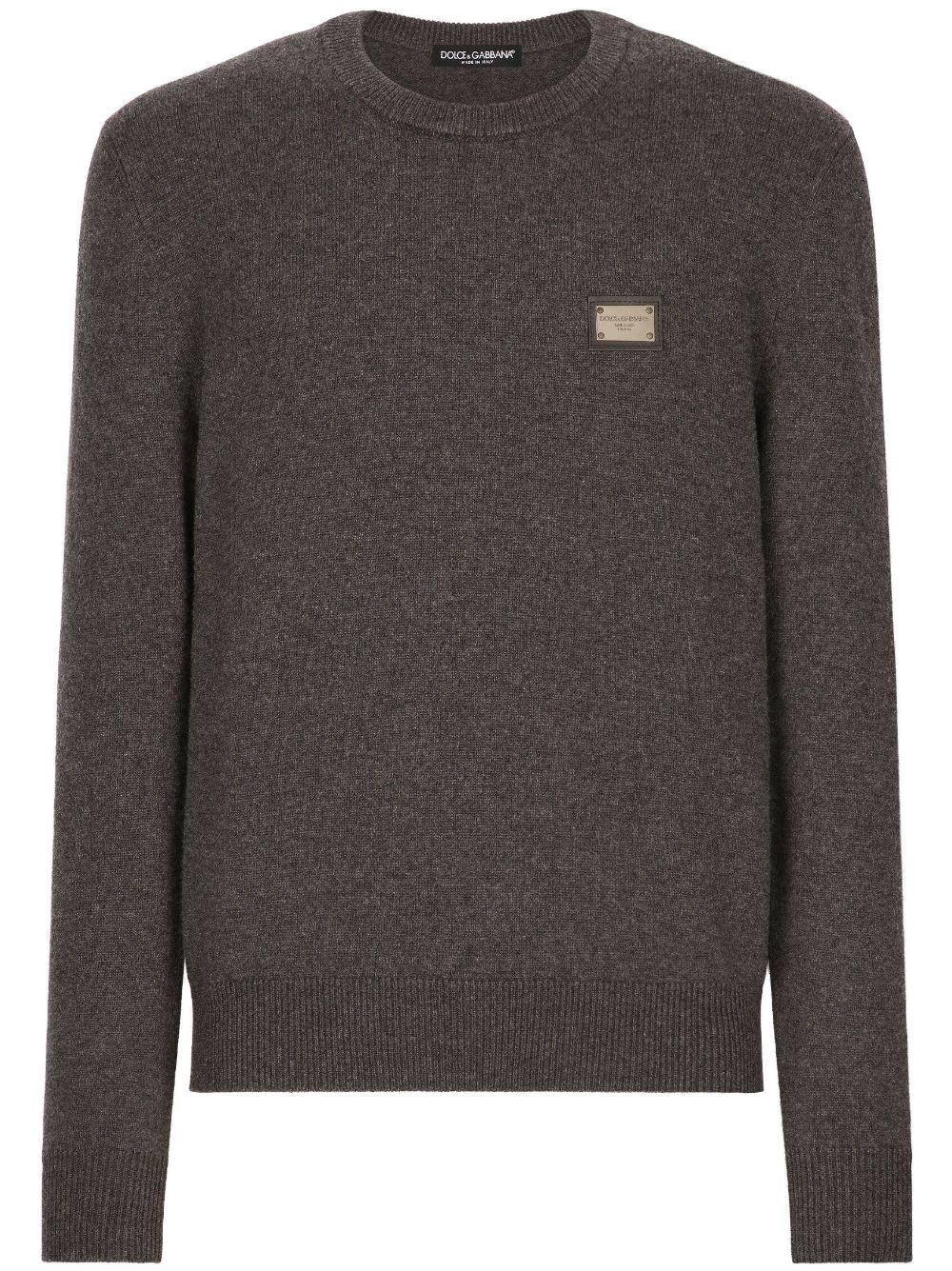 Dolce & Gabbana Kaschmirpullover mit Logo-Schild - Braun von Dolce & Gabbana