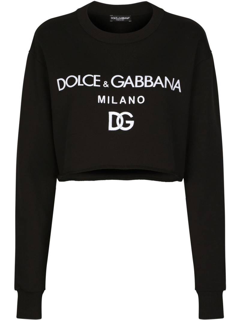 Dolce & Gabbana Cropped-Sweatshirt mit Logo-Print - Schwarz von Dolce & Gabbana