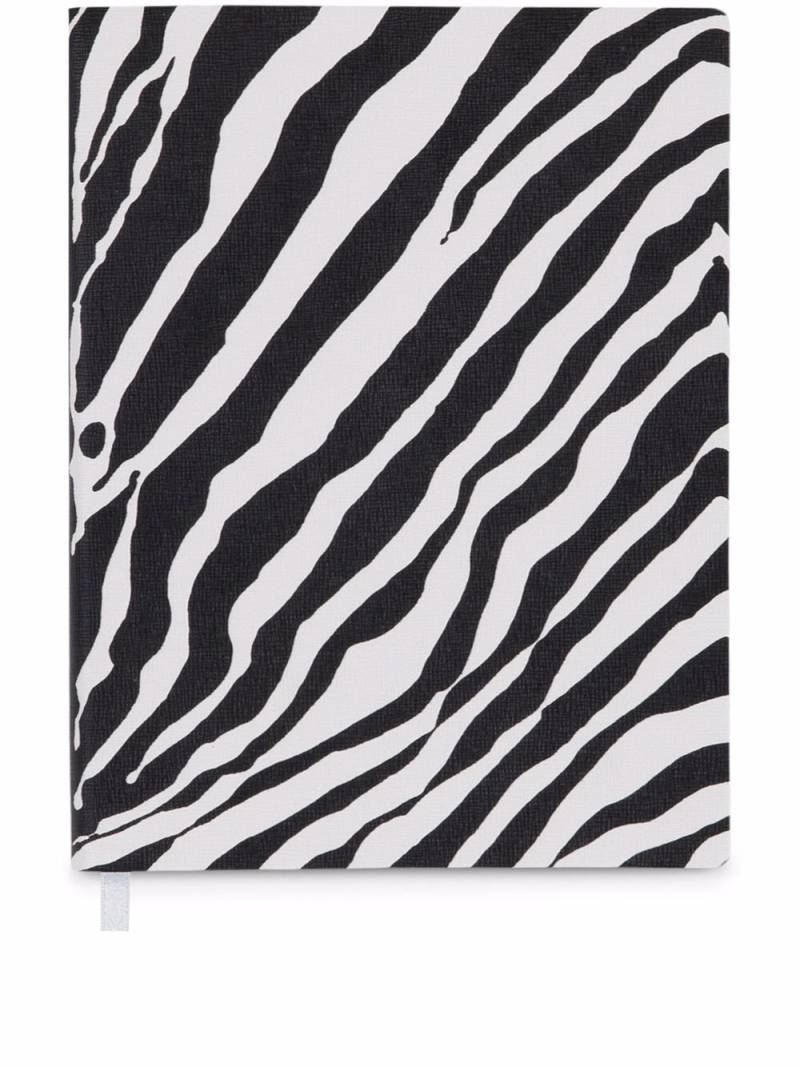 Dolce & Gabbana Großes Notizbuch mit Zebra-Print - Weiß von Dolce & Gabbana