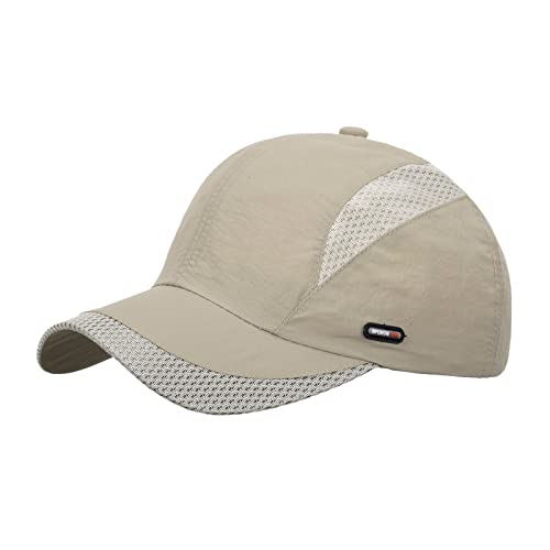 Basecap Damen Atmungsaktives Netz Kappe Frauen Männer Sport Bergsteigen Atmungsaktive Strand Baseballmütze Hip Hop Hut Sonnenhut Schiebermütze Herren (Beige, One Size) von DolceTiger