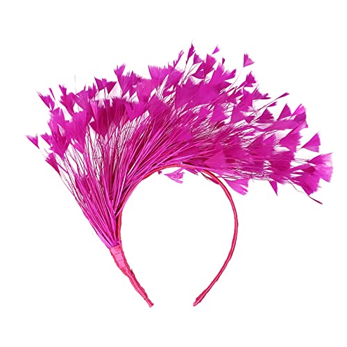 Bunt Feder Stirnband 20er Jahre Accessoires Haarband Fascinator Stirnbänder Regenbogen Feder Haarreif Kopfbedeckung für Frauen,Hochzeit,Teeparty,Cocktailparty Karneval Kostüm (A-Hot Pink, One Size) von DolceTiger