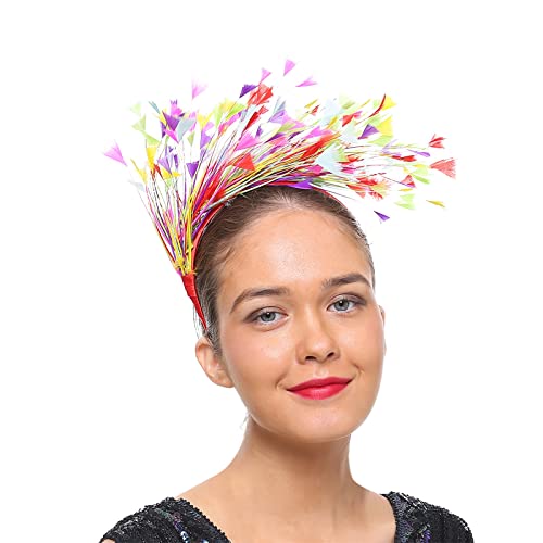 Bunt Feder Stirnband 20er Jahre Accessoires Haarband Fascinator Stirnbänder Regenbogen Feder Haarreif Kopfbedeckung für Frauen,Hochzeit,Teeparty,Cocktailparty Karneval Kostüm (A-Multicolor2, One Size) von DolceTiger