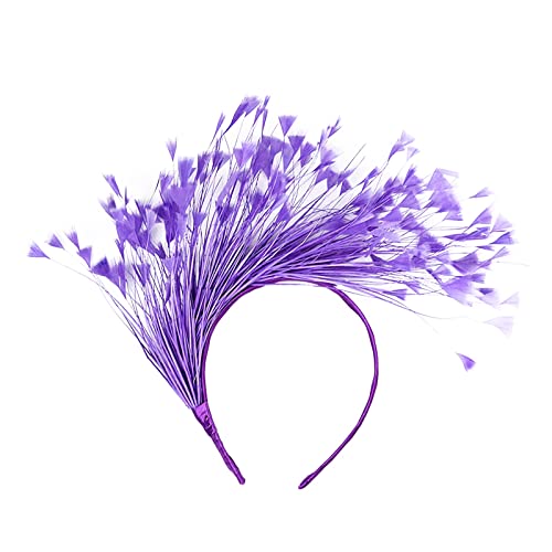 Bunt Feder Stirnband 20er Jahre Accessoires Haarband Fascinator Stirnbänder Regenbogen Feder Haarreif Kopfbedeckung für Frauen,Hochzeit,Teeparty,Cocktailparty Karneval Kostüm (A-Purple, One Size) von DolceTiger