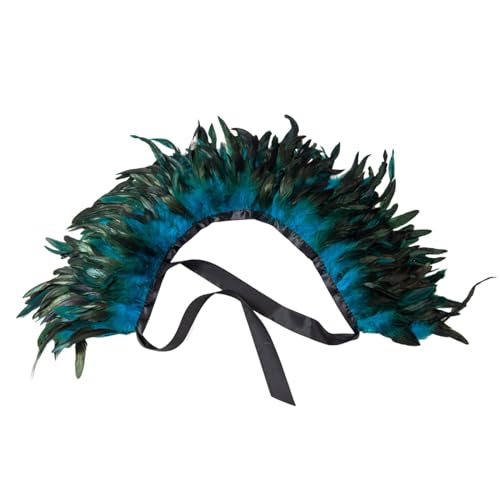 DolceTiger Damen Federschal Vintage Feder Umhänge Schulterumhang Cape Gothic Kragen Federboa Kostüm Vogel Pfau Kostüm Damen Karneval Kostüm Samba Kostüm für Karneval Halloween Maskerade (Blue) von DolceTiger