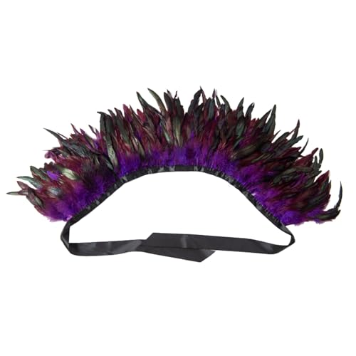 DolceTiger Damen Federschal Vintage Feder Umhänge Schulterumhang Cape Gothic Kragen Federboa Kostüm Vogel Pfau Kostüm Damen Karneval Kostüm Samba Kostüm für Karneval Halloween Maskerade (Purple) von DolceTiger