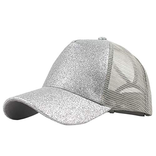 DolceTiger Glitzern Mesh Baseball Cap Damen Einstellbar Baseballkappe Für Pferdeschwanz UV Sonnenhut Sommersportmütze Sommerhut Damen von DolceTiger