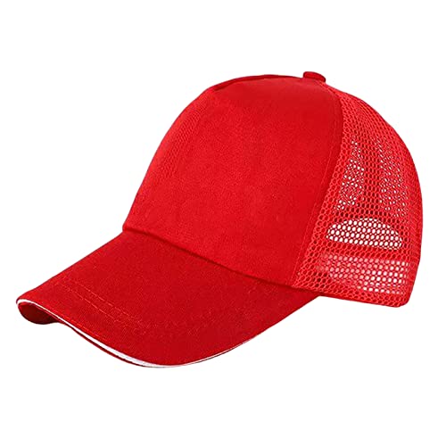 Kinder Baseball Cap Basecap Cowboy Hut Einfarbige Netzkappe für Kinder Baseballmütze Sonnenblende Schirmmütze Basecap Jungen Mädchen (Red, One Size) von DolceTiger