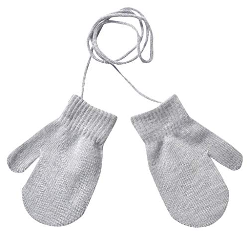 DolceTiger Thermohandschuhe Kinder Handschuhe Fäustlinge Winter niedliche Handschuhe warm mit festem Band Handschuhe Kinder Warme Handschuhe Baby Kinder (Grey, One Size) von DolceTiger