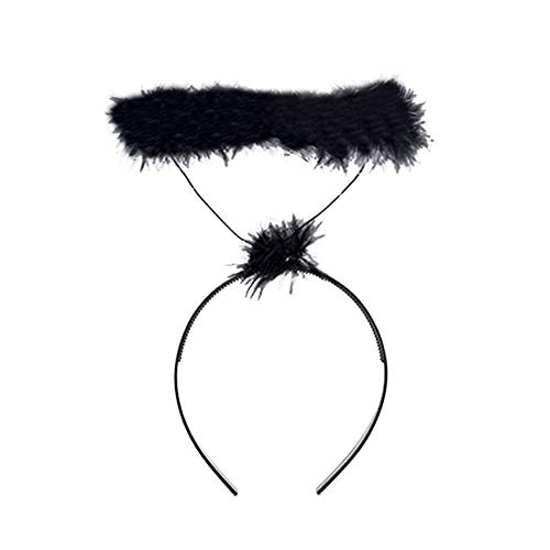 Feder Engel Stirnband für Erwachsene Kinder Plüsch Engel Haarband Karnevalszubehör Karnevalskostüm Halloween Haarreif Kopfschmuck Accessoire & Deko Haarschmuck für Damen Herren & (1-Black, One Size) von DolceTiger