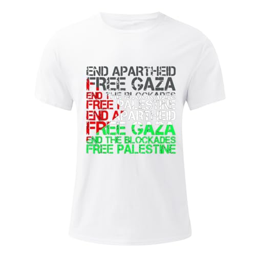 Free Palestine T-Shirt Herren Rundhals Slim Fit Basic T-Shirt Männer Kurzarmshirt O-Neck Kurzarm Top Freies Palästina Sommer Oberteile Herren von DolceTiger